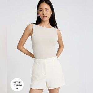 Never Worn Express High Waisted Ivory Tailored Shorts. Size 10.
